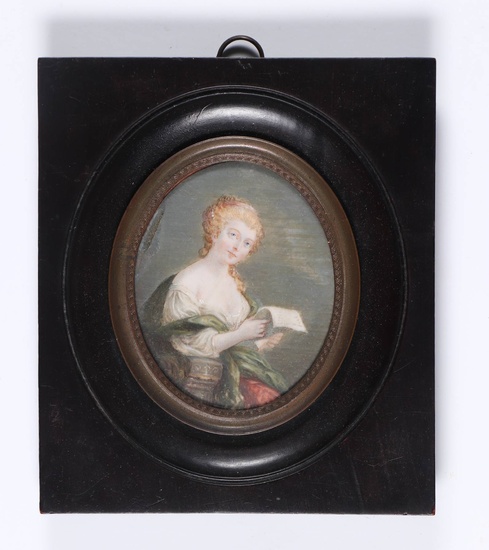 [Miniatures]. Anonymous (1st half 19th cent). (Portrait of a seated...