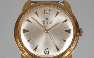 Montre-bracelet pour homme Breitling Suisse, années 1950, mouvement automatique avec seconde centrale, boîtier doré, fond...
