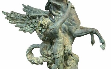 Monumental European Style Bronze Perseus and Pegasus