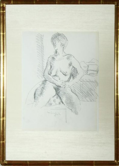 Moses Soyer "Female Nude" Pencil Drawing