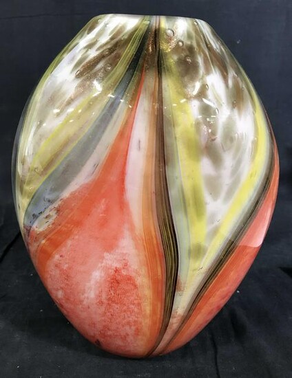Multi Toned Art Glass Centerpiece Vase