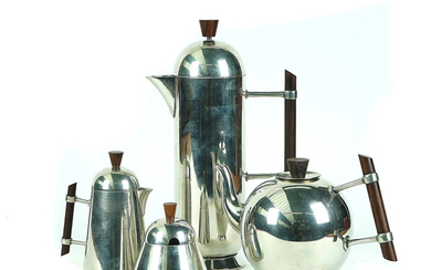 NICK MUNRO: A PEWTER COFFEE AND TEA SET