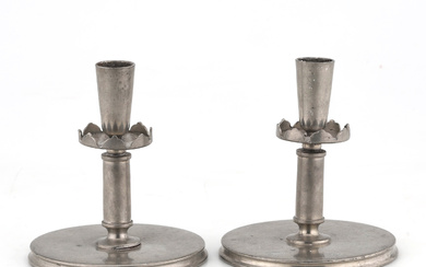 NILS FOUGSTEDT. Attributed to. A pair of tin candlesticks for Firma Svenskt Tenn, Stockholm 1927.