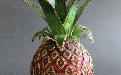 NYCO Cloisonne Pineapple Container Trinket Box