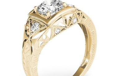Natural 1.07 CTW Diamond Engagement Ring 18K Yellow Gold