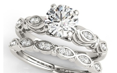 Natural 1.75 CTW Diamond Engagement Ring SET 14K White Gold