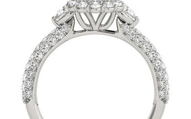 Natural 3 CTW Diamond Engagement Ring 14K White Gold