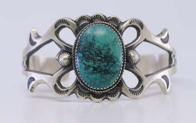 Navajo Sterling Silver Tibetan Turquoise Bracelet