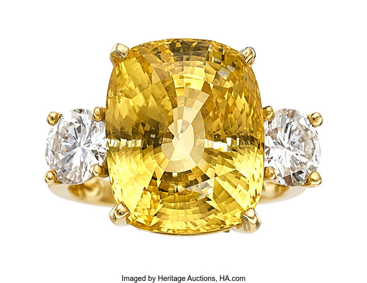 Neiman Marcus Ceylon Yellow Sapphire, Diamond, Gold Ring Stones:...