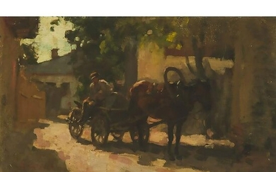 Nicolas Grigorescu (1838-1907), FARMER AND CART IN A SHADED