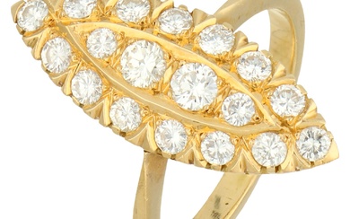 No Reserve - 20K Yellow gold marquise ring set with approx. 0.66 ct. diamond.