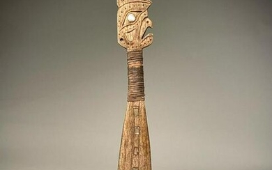 Old Nootka Whalebone Club with Shell Inlay