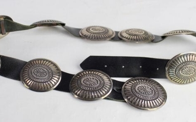 Old Pawn Navajo Concho Belt, Signed "M"