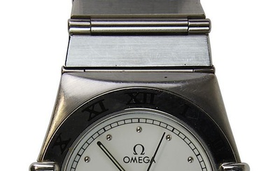 Omega-Constellation Damenarmbanduhr, Stahlgehäuse und Armband, Omega-Quarzwerk, D 26 mm, L 18,5 cm, mit original Garantie-Karte...