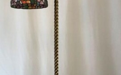 Ornate Bronze floor standing lamp with stained glass