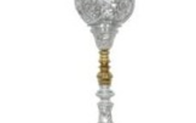 Ornate Silvered & Brass Piano Lamp
