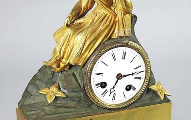 Orologio da tavolo in bronzo patinato e dorato