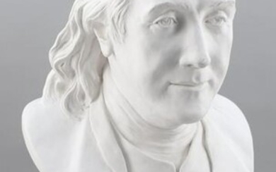 PAINTED PLASTER BUST OF BENJAMIN FRANKLIN Height 23.5".