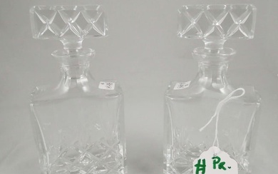 PAIR FINE SMALL SCALE CUT CRYSTAL DECANTERS