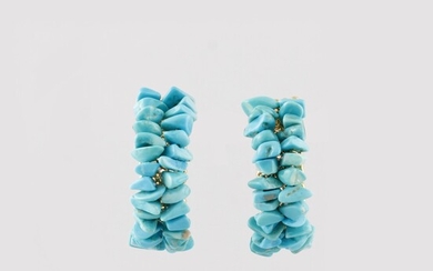 PAIR OF TURQUOISE AND GOLD EARRINGS