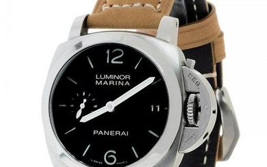 PANERAI Luminor Marina Full Set watch, ref. PAM00392. Stainless steel case. Black dial with Arabic