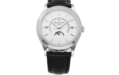 PATEK PHILIPPE | REF 5496P, A PLATINUM AUTOMATIC PERPETUAL CALENDAR WRISTWATCH WITH RETROGRADE DATE, MOON PHASES AND LEAP YEAR INDICATION CIRCA 2012