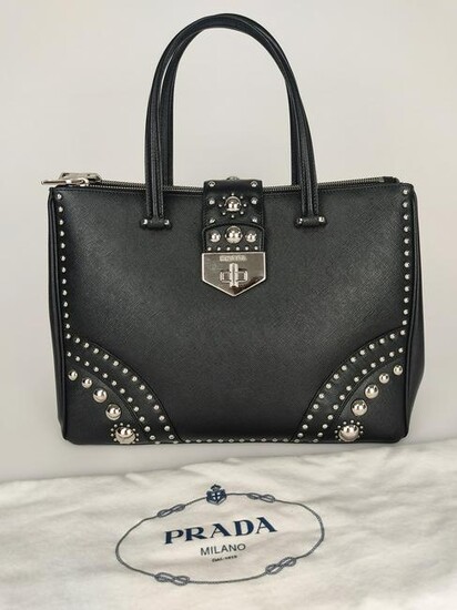 PRADA handbag in Saffiano leather with studs