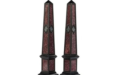 Paar Porphyr-Obelisken