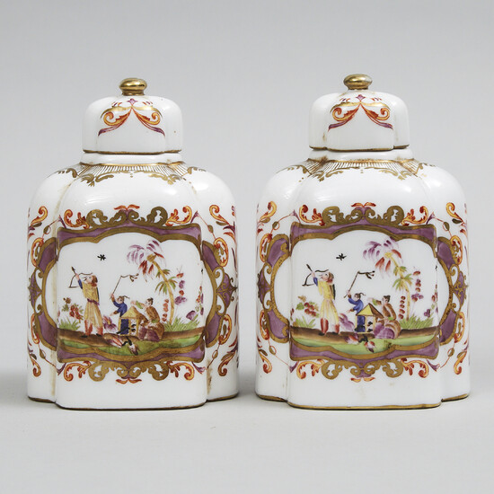 Pair of Continental Porcelain Tea Caddies, late 19th/early 20th century