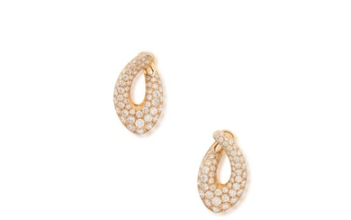 Pair of Gold and Diamond Earclips, Cartier