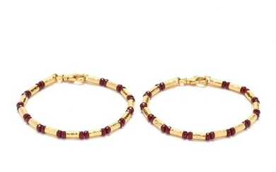 Pair of High Karat Gold and Gemstone Bracelets, Gurhan