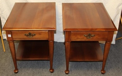 Pair of Vintage Style Two-Tier Cherry Side Tables