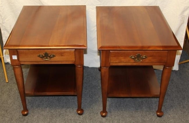 Pair of Vintage Style Two-Tier Cherry Side Tables