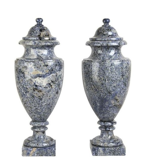 Pair of twin marble vases