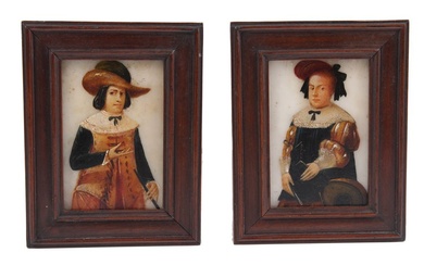Paire de portraits. Probablement d'Allemagne du Sud ou d'Italie, XVIIe siècle. Huile sur albâtre. Portraits...