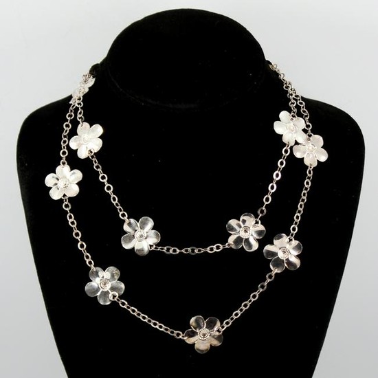 Paola Valentini Silver Flower Link Necklace
