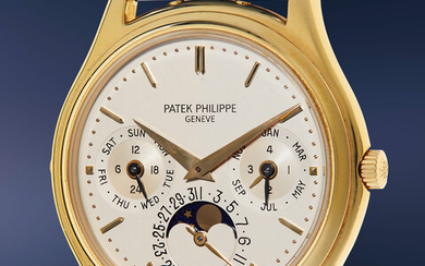 Patek Philippe, Ref. 3940 A fine and attractive yellow gold perpetual calendar wristwatch with moon phase, 24-hour, and leap year indications