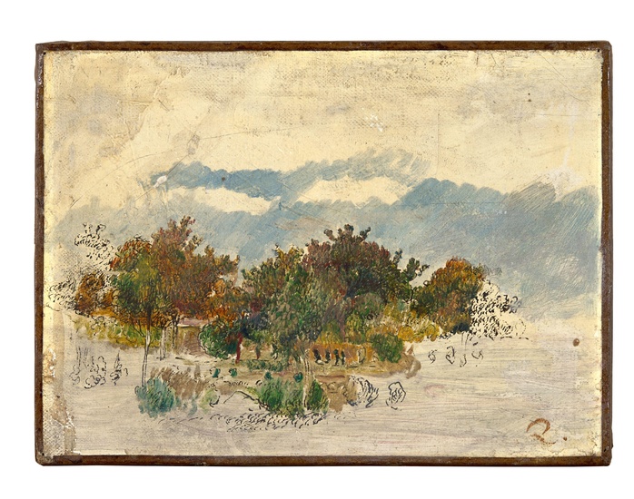 Pierre-Auguste RENOIR 1841 - 1919 Paysage - circa 1890 Huile et encre sur toile