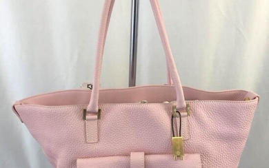 Pink Loro Piana Italian-Made Pebbled Leather Handbag