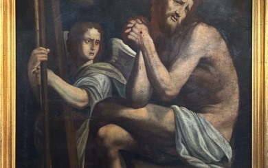 Pittore lombardo del XVII secolo, Cristo in preghiera e meditazione...