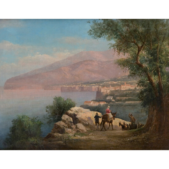 Pittore napoletano del XIX secolo Veduta di Sorrento olio su tela, cm. 50x63