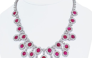 Platinum Ruby & Diamond Collar Necklace