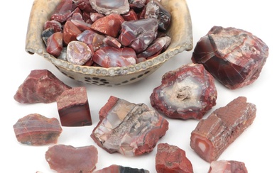Polished Carnelian Agate, Chalcedony and Other Mineral Specimens