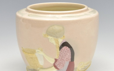 Pottery vase with decoration of a fisherman&#39;s wife...