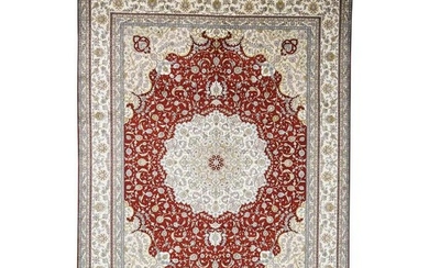 Pure Silk 300 Kpsi Tabriz Hand-Knotted Oriental Rug