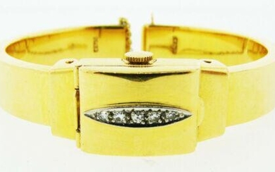 RARE Rolex 18k Yellow Gold & Diamond Bangle/Watch Circa