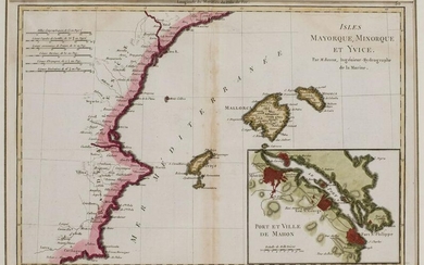 RIGOBERT BONNE (1729 / 1795) "Map of the Balearic