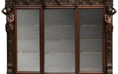 R.J. Horner & Co. Oak "Atlas" Three-Door Bookcase