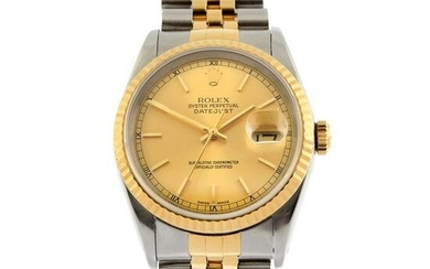 ROLEX - an Oyster Perpetual Datejust bracelet watch. Circa 1991. Stainless steel case with yellow