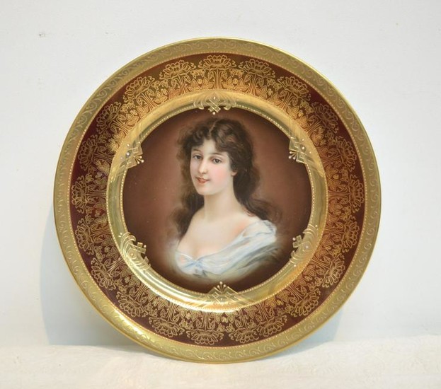 ROYAL VIENNA STYLE PORTRAIT PLATE OF "AMICITIA"